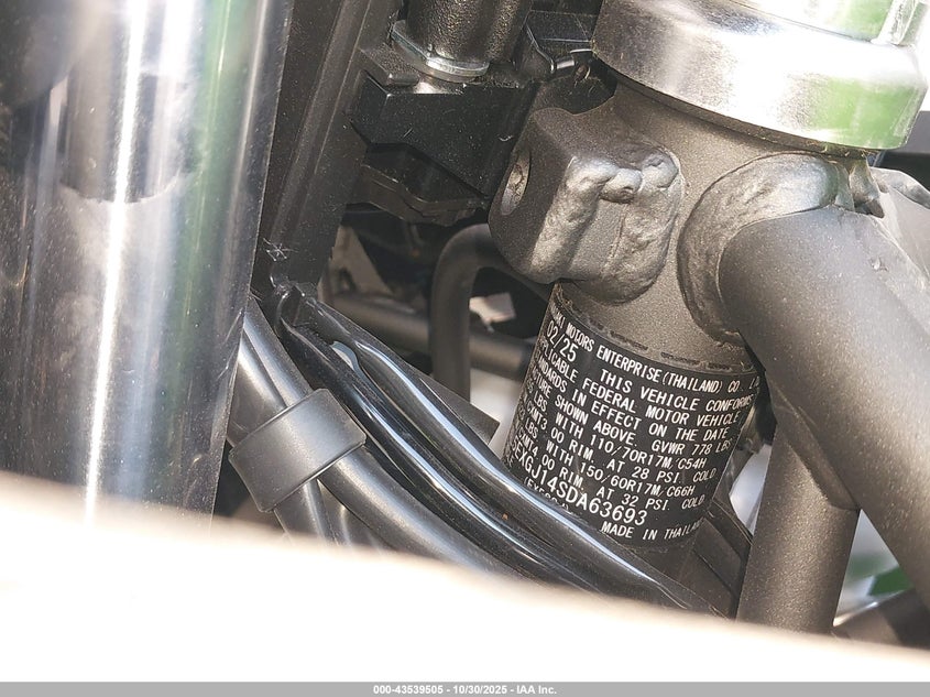 2025 Kawasaki Ex500 A/B VIN: ML5EXGJ14SDA63693 Lot: 43539505