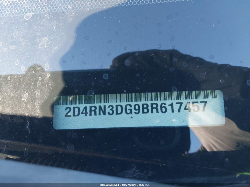 2011 Dodge Grand Caravan Mainstreet VIN: 2D4RN3DG9BR617457 Lot: 43539541