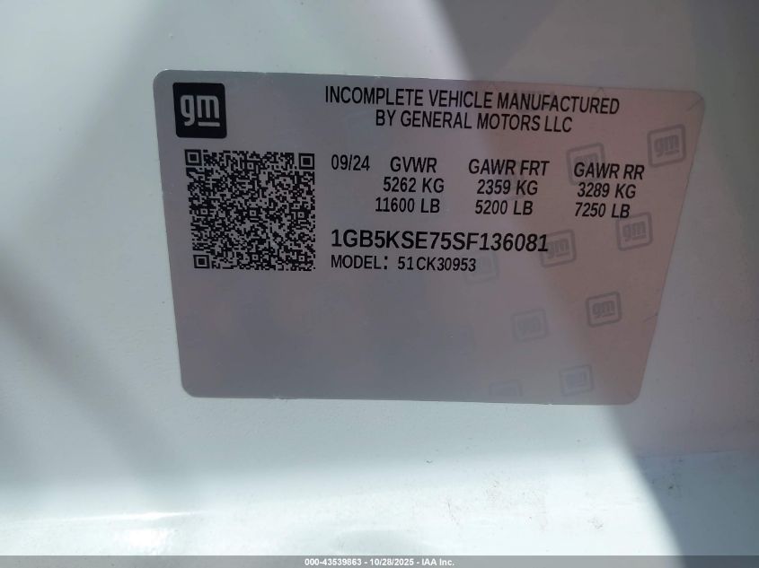 2025 Chevrolet Silverado 3500Hd 4Wd Long Bed Work Truck VIN: 1GB5KSE75SF136081 Lot: 43539863