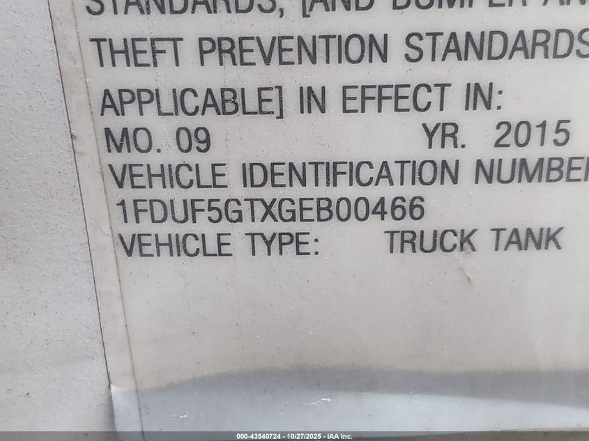 2016 Ford F-550 Chassis Xl VIN: 1FDUF5GTXGEB00466 Lot: 43540724