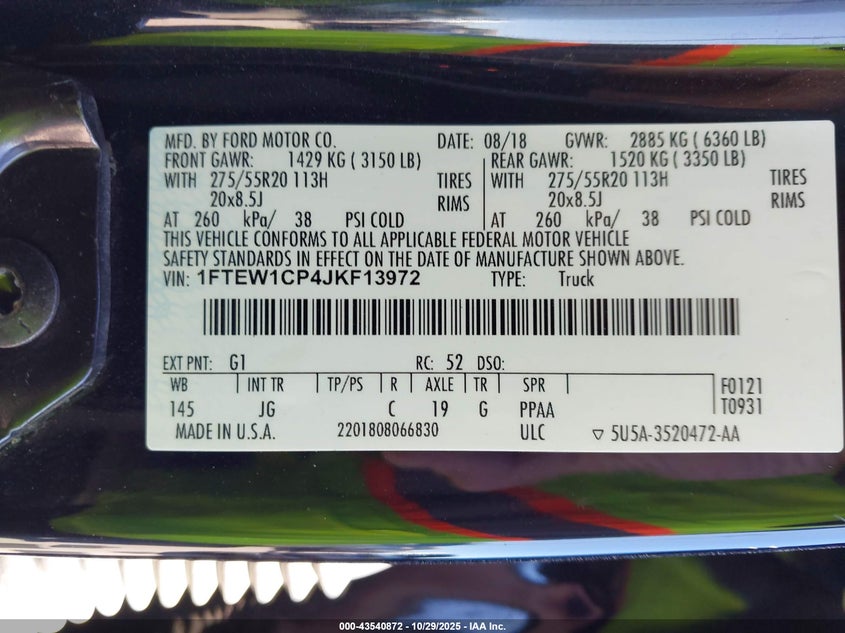 2018 Ford F-150 Xl VIN: 1FTEW1CP4JKF13972 Lot: 43540872