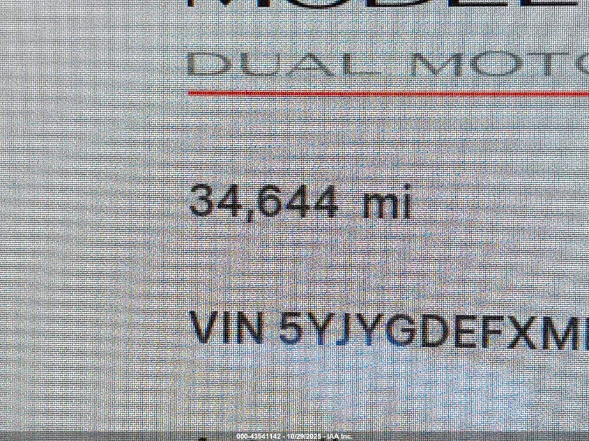 2021 Tesla Model Y Performance Dual Motor All-Wheel Drive VIN: 5YJYGDEFXMF277720 Lot: 43541142