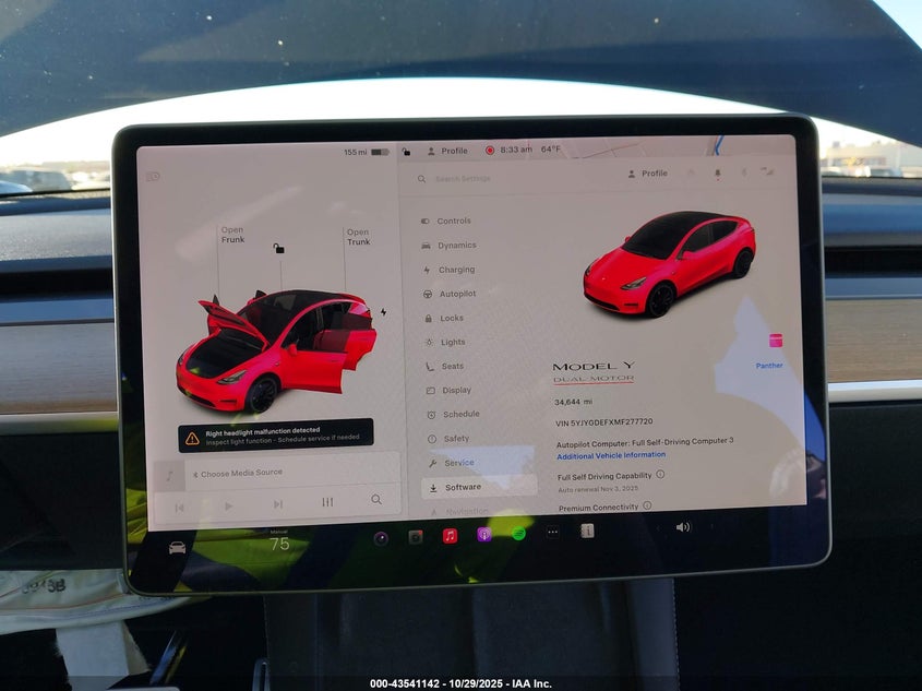 2021 Tesla Model Y Performance Dual Motor All-Wheel Drive VIN: 5YJYGDEFXMF277720 Lot: 43541142