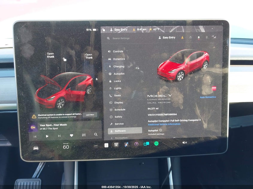 2021 Tesla Model Y Long Range Dual Motor All-Wheel Drive VIN: 5YJYGDEE7MF066594 Lot: 43541354