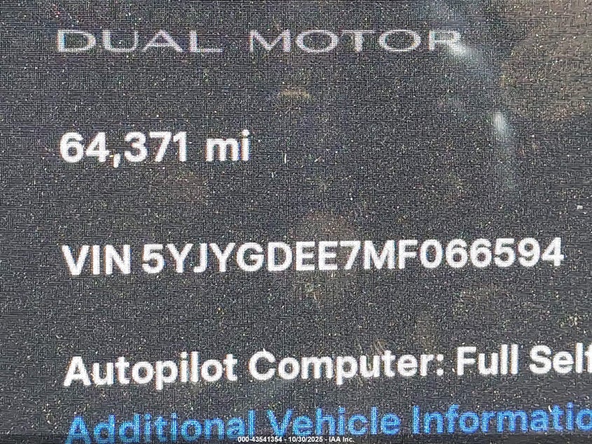 2021 Tesla Model Y Long Range Dual Motor All-Wheel Drive VIN: 5YJYGDEE7MF066594 Lot: 43541354