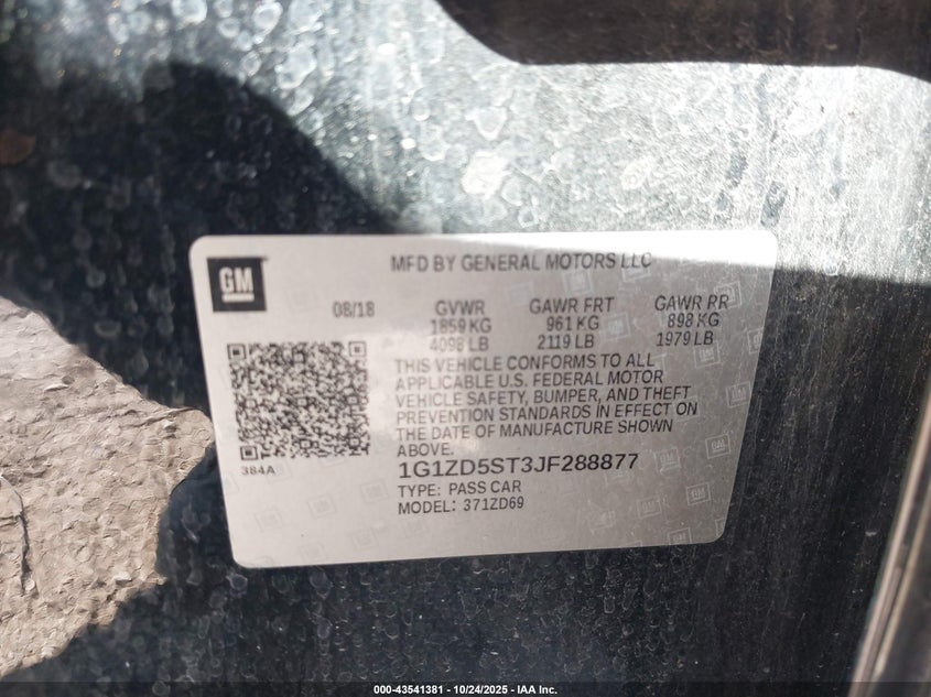 2018 CHEVROLET MALIBU LT 1G1ZD5ST3JF288877