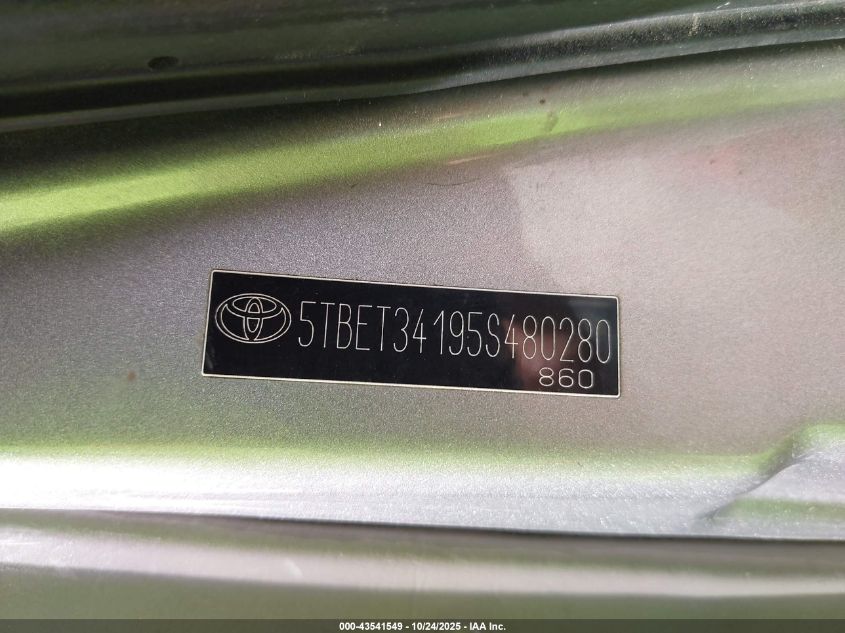2005 Toyota Tundra Sr5 V8 VIN: 5TBET34195S480280 Lot: 43541549