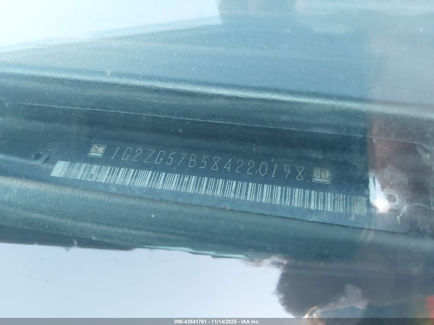 2008 Pontiac G6 VIN: 1G2ZG57B584220198 Lot: 43541761