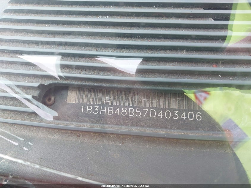 2007 Dodge Caliber Sxt VIN: 1B3HB48B57D403406 Lot: 43542018