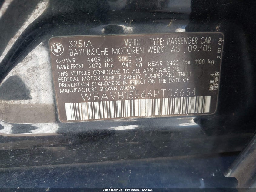 WBAVB13566PT03634 2006 BMW 3ER photo no. 9