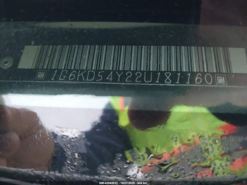 2002 Cadillac Deville Standard VIN: 1G6KD54Y22U181160 Lot: 43542232