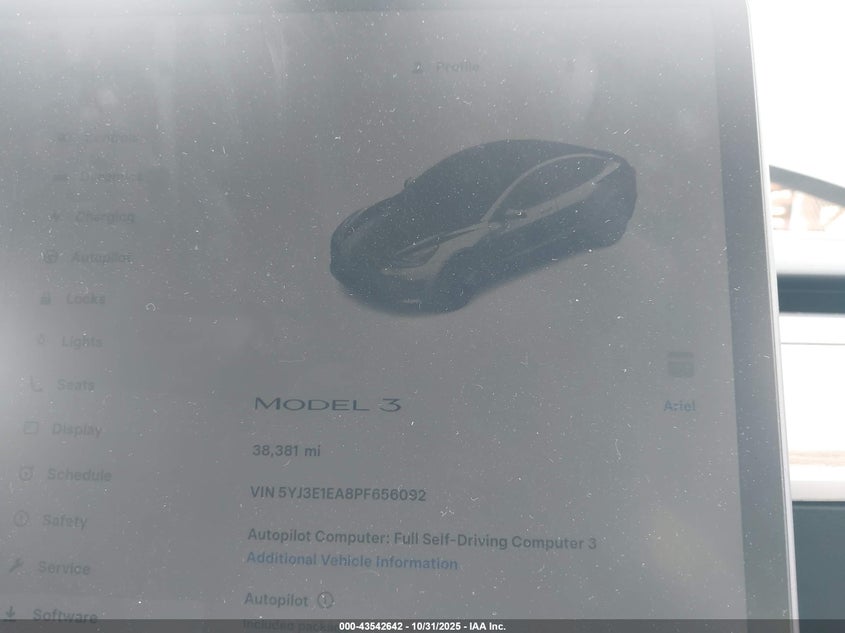 2023 Tesla Model 3 Rear-Wheel Drive VIN: 5YJ3E1EA8PF656092 Lot: 43542642