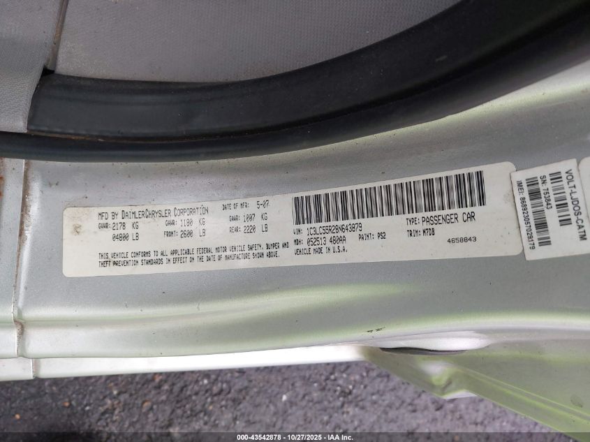 2008 Chrysler Sebring Touring VIN: 1C3LC55R28N643879 Lot: 43542878