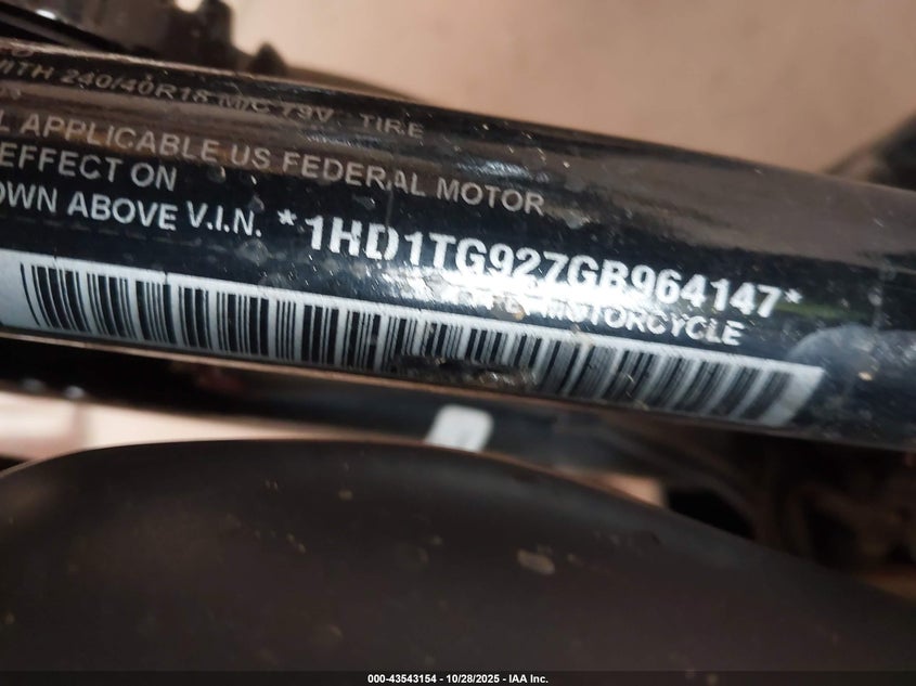 2016 Harley-Davidson Fxse VIN: 1HD1TG927GB964147 Lot: 43543154