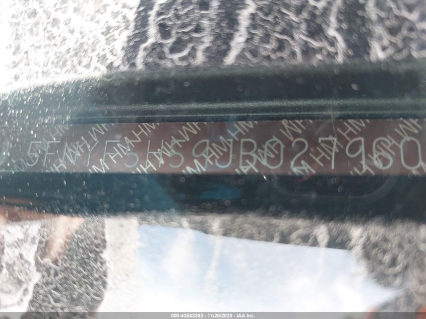 2018 Honda Pilot Ex-L VIN: 5FNYF5H59JB027960 Lot: 43543303