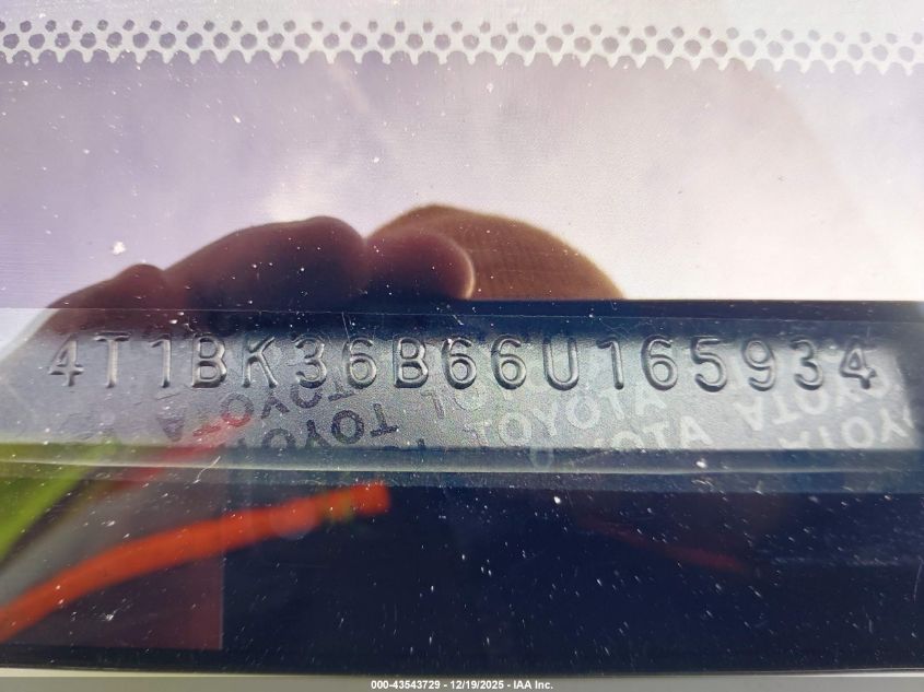2006 Toyota Avalon Xls VIN: 4T1BK36B66U165934 Lot: 43543729