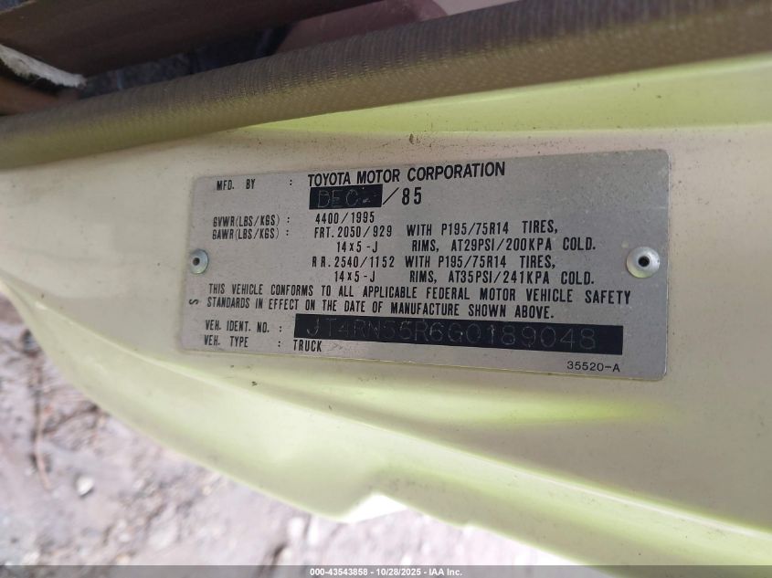 JT4RN55R6G0189048 1986 TOYOTA PICKUP photo no. 9