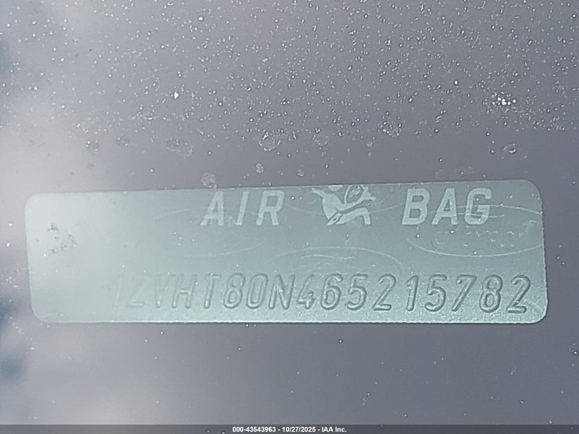 2006 Ford Mustang V6 VIN: 1ZVHT80N465215782 Lot: 43543963