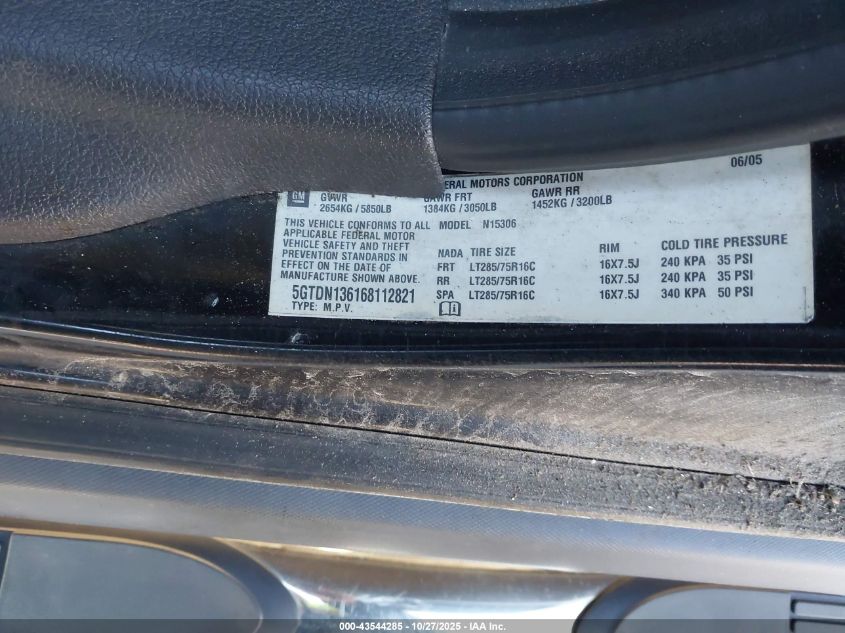 2006 Hummer H3 Suv VIN: 5GTDN136168112821 Lot: 43544285