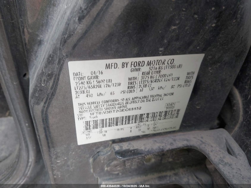 1FT8W3BT2GEC68152 2016 FORD F350 photo no. 8