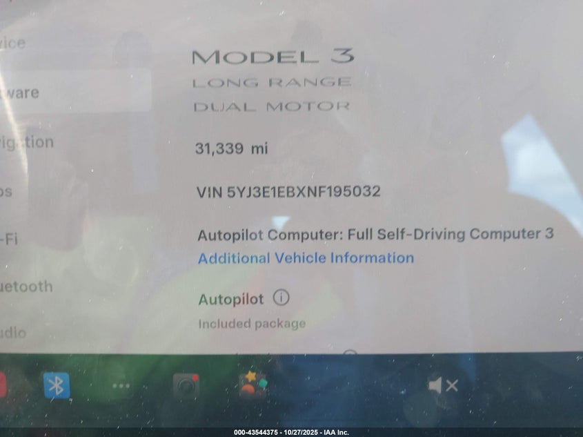 5YJ3E1EBXNF195032 2022 TESLA MODEL 3 photo no. 7