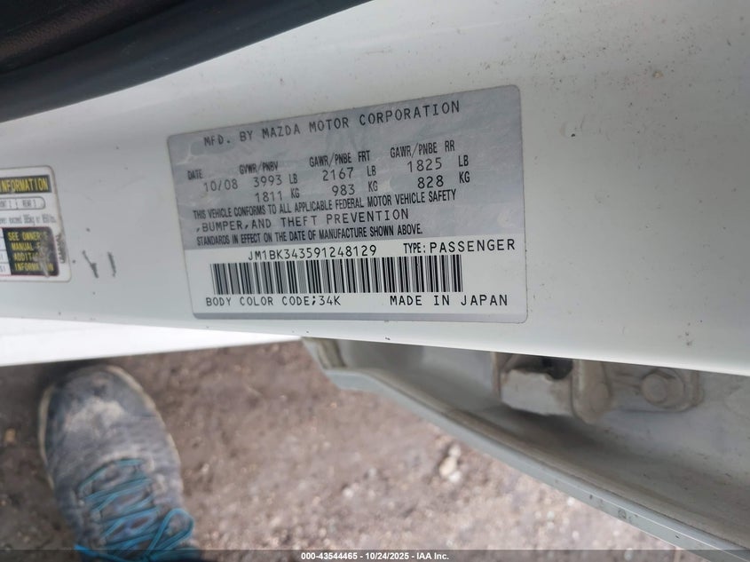 2009 Mazda Mazda3 S Grand Touring VIN: JM1BK343591248129 Lot: 43544465