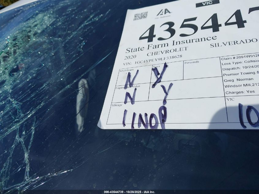 2020 Chevrolet Silverado 2500Hd 4Wd Standard Bed Ltz VIN: 1GC4YPEY9LF338628 Lot: 43544739