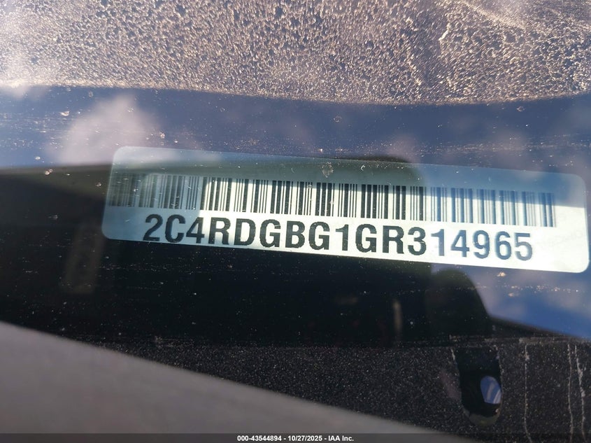 2016 Dodge Grand Caravan Se VIN: 2C4RDGBG1GR314965 Lot: 43544894