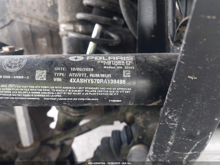 2024 Polaris Sportsman Trail 570 VIN: 4XASHY570RA139498 Lot: 43545184