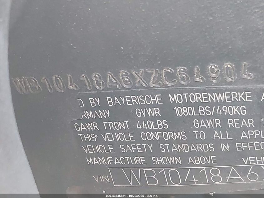 1999 BMW R1100 Rt VIN: WB10418A6XZC64904 Lot: 43545621