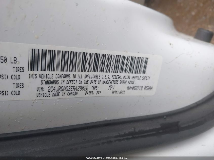 2014 Ram Cargo Tradesman VIN: 2C4JRGAG3ER428026 Lot: 43545779