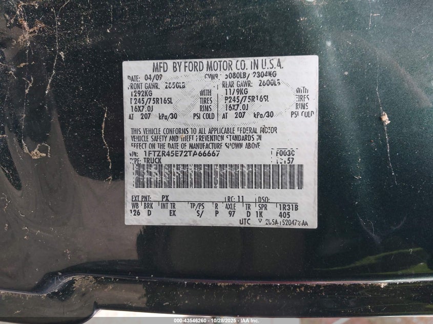 2002 Ford Ranger Edge/Xlt VIN: 1FTZR45E72TA66667 Lot: 43546260