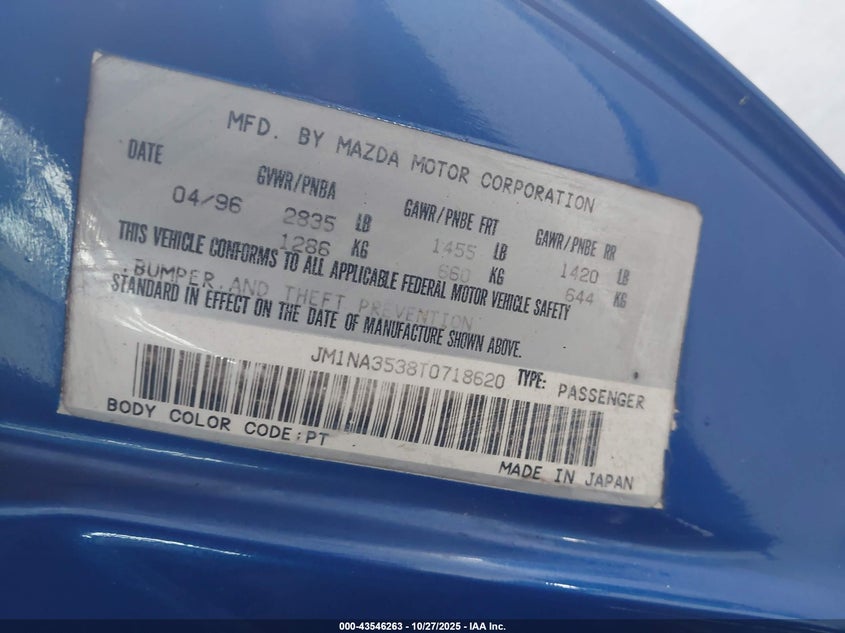 JM1NA3538T0718620 1996 MAZDA MX-5 photo no. 9