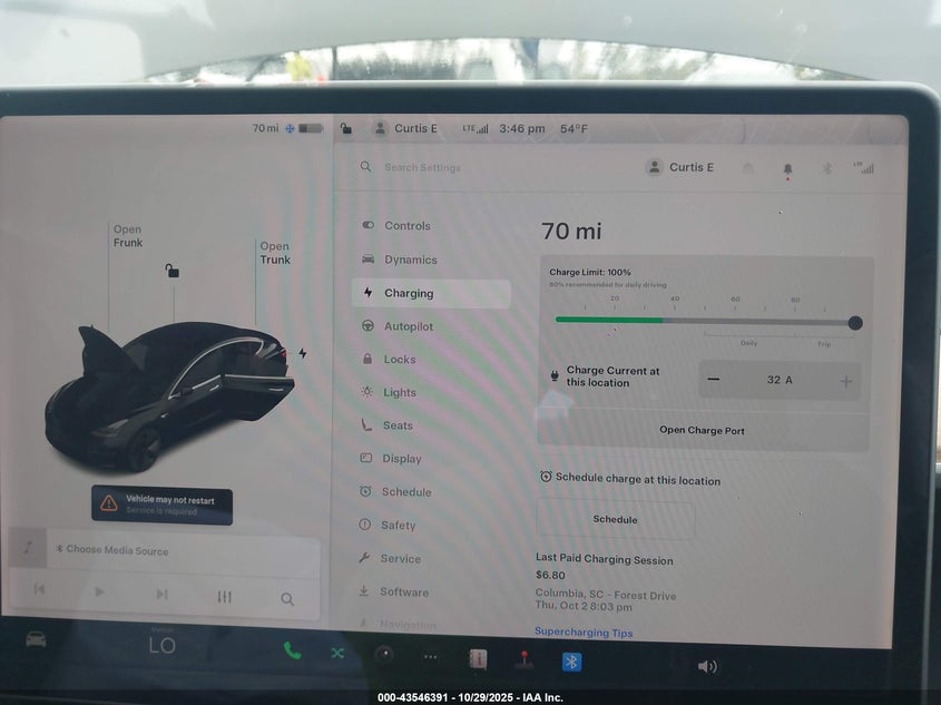 2020 Tesla Model 3 Standard Range Plus Rear-Wheel Drive/Standard Range Rear-Wheel Drive VIN: 5YJ3E1EA1LF784264 Lot: 43546391