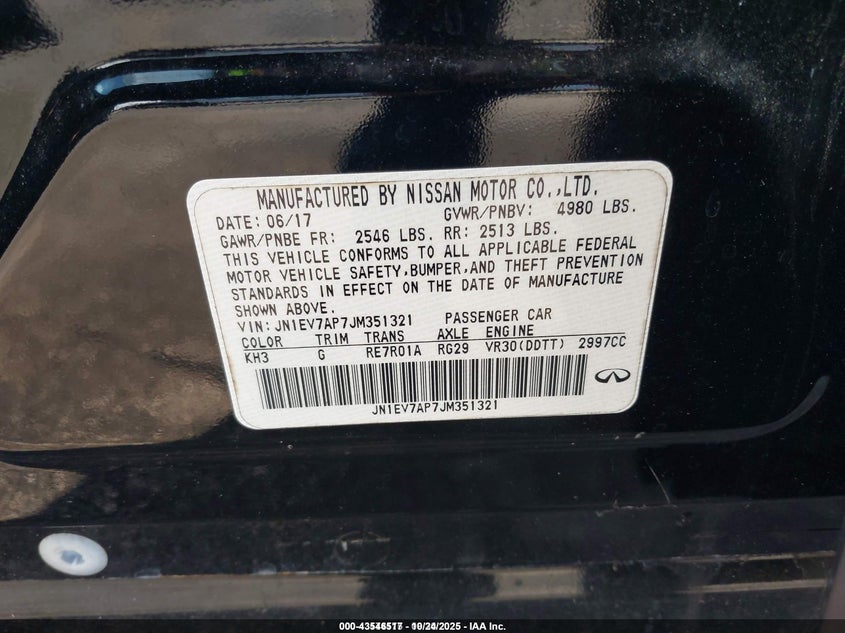 2018 Infiniti Q50 3.0T Luxe VIN: JN1EV7AP7JM351321 Lot: 43546517