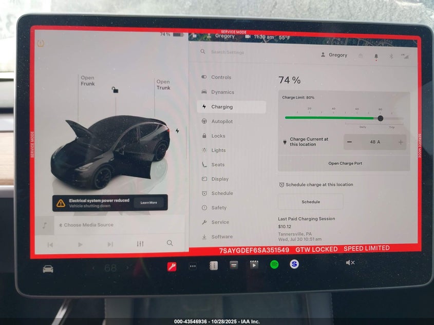 2025 Tesla Model Y Performance Dual Motor All-Wheel Drive VIN: 7SAYGDEF6SA351549 Lot: 43546936