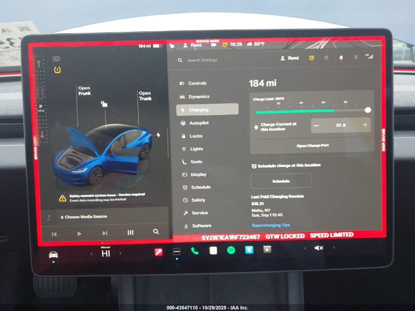 2024 Tesla Model 3 Long Range Dual Motor All-Wheel Drive/Rear-Wheel Drive VIN: 5YJ3E1EA1RF722467 Lot: 43547110