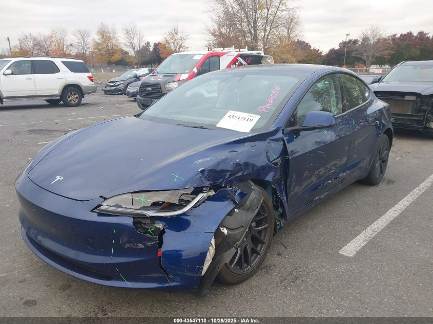 2024 Tesla Model 3 Long Range Dual Motor All-Wheel Drive/Rear-Wheel Drive VIN: 5YJ3E1EA1RF722467 Lot: 43547110