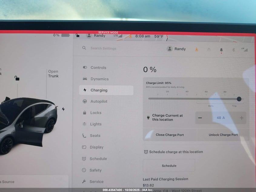 2020 Tesla Model Y Long Range Dual Motor All-Wheel Drive VIN: 5YJYGDEE4LF011180 Lot: 43547400
