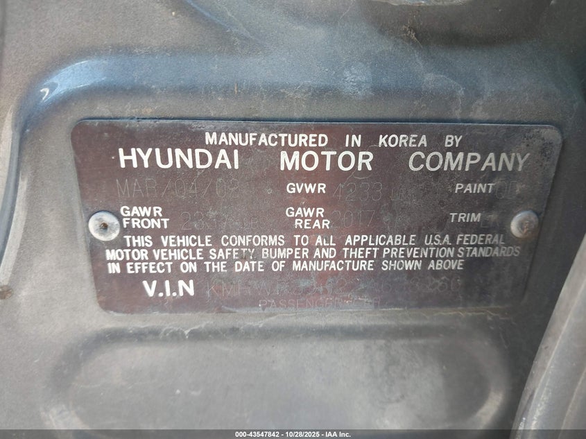 2002 Hyundai Sonata Gls/Lx VIN: KMHWF35H22A638266 Lot: 43547842