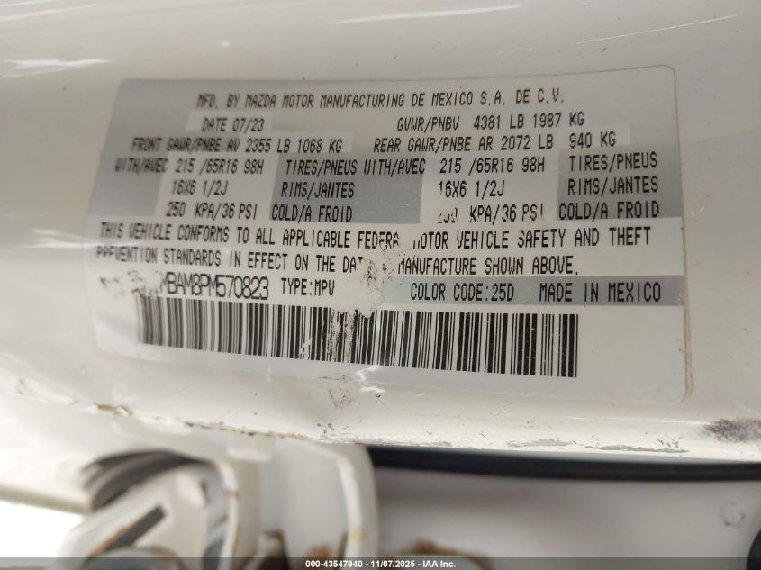 2023 Mazda Cx-30 2.5 S VIN: 3MVDMBAM8PM570823 Lot: 43547940