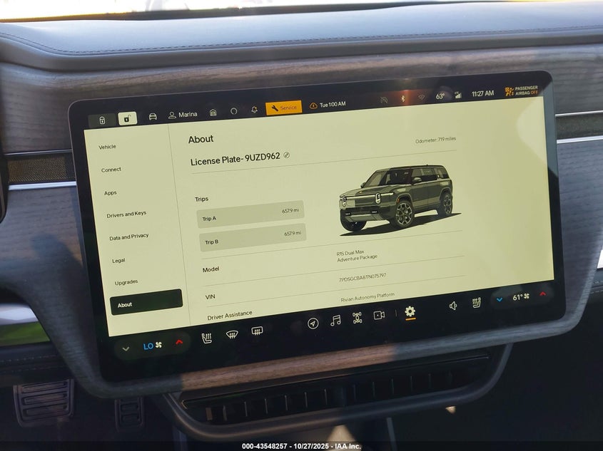 2026 Rivian R1S VIN: 7PDSGCBA8TN075797 Lot: 43548257