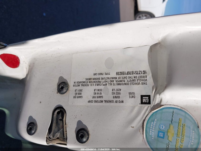 2006 Chevrolet Malibu Lt VIN: 1G1ZT51876F159239 Lot: 43548414