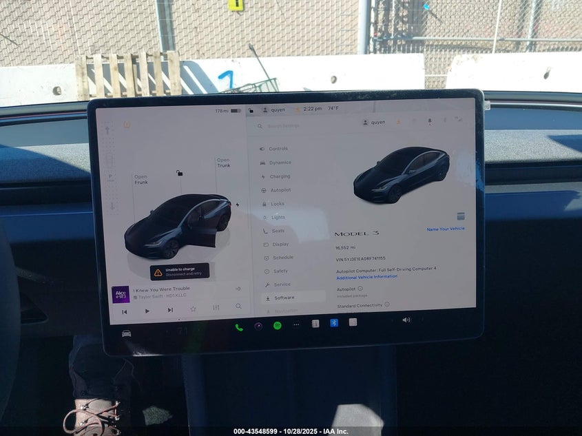 2024 Tesla Model 3 Long Range Dual Motor All-Wheel Drive/Rear-Wheel Drive VIN: 5YJ3E1EA0RF741155 Lot: 43548599