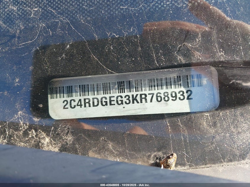 2019 Dodge Grand Caravan Gt VIN: 2C4RDGEG3KR768932 Lot: 43548805