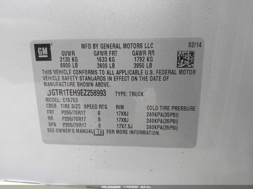 2014 GMC SIERRA 1500 - 1GTR1TEH9EZ258993