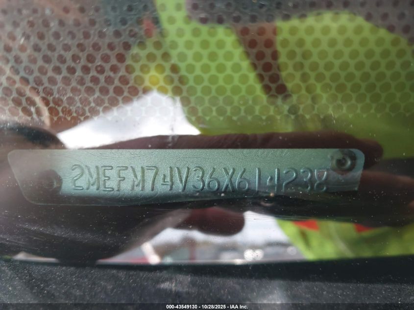 2006 Mercury Grand Marquis Gs VIN: 2MEFM74V36X614238 Lot: 43549130