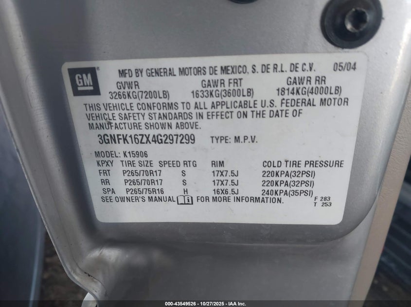 3GNFK16ZX4G297299 2004 CHEVROLET EXPRESS photo no. 9