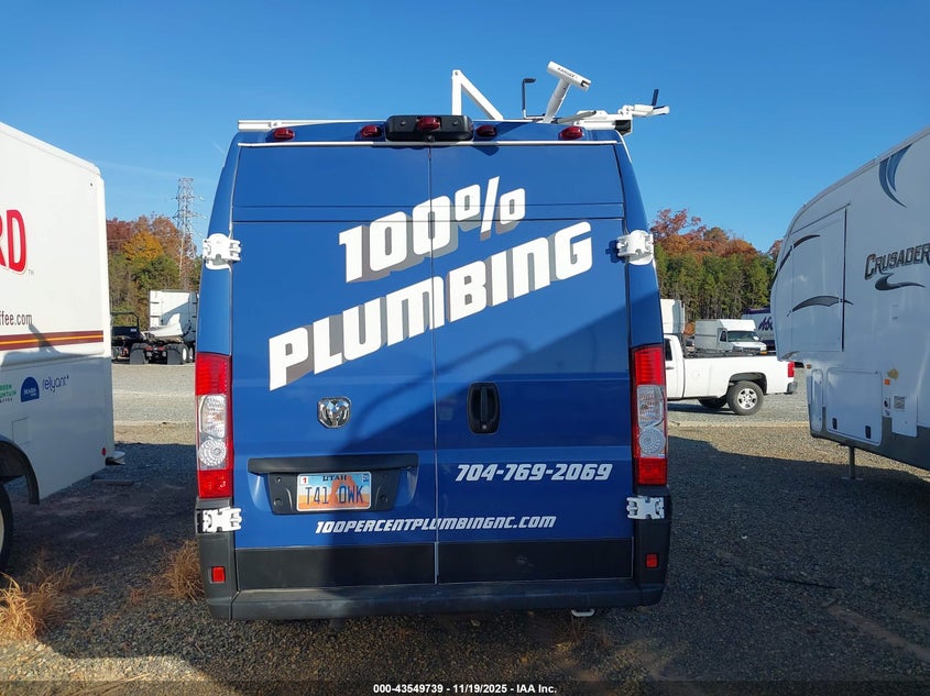 2023 Ram Promaster 3500 Cargo Van High Roof 159 Wb Ext VIN: 3C6MRVJG0PE507795 Lot: 43549739