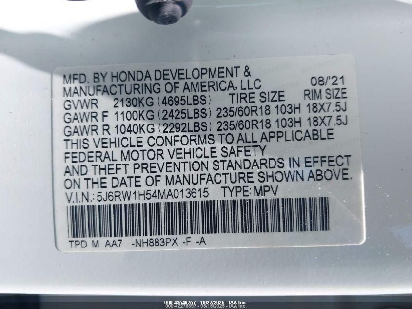 2021 Honda Cr-V 2Wd Ex VIN: 5J6RW1H54MA013615 Lot: 43549757
